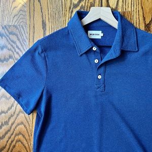 Taylor Stitch - The Heavy Bag Polo
in Navy Stripe. Size 40 (medium).